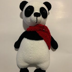 Hand knitted panda with lots of love
